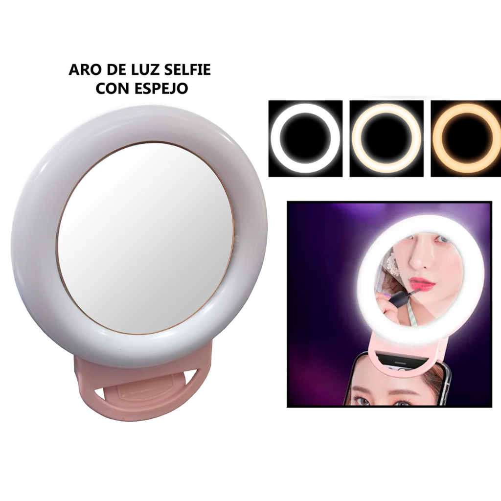 Aro de Luz Con Espejo Selfie Belleza