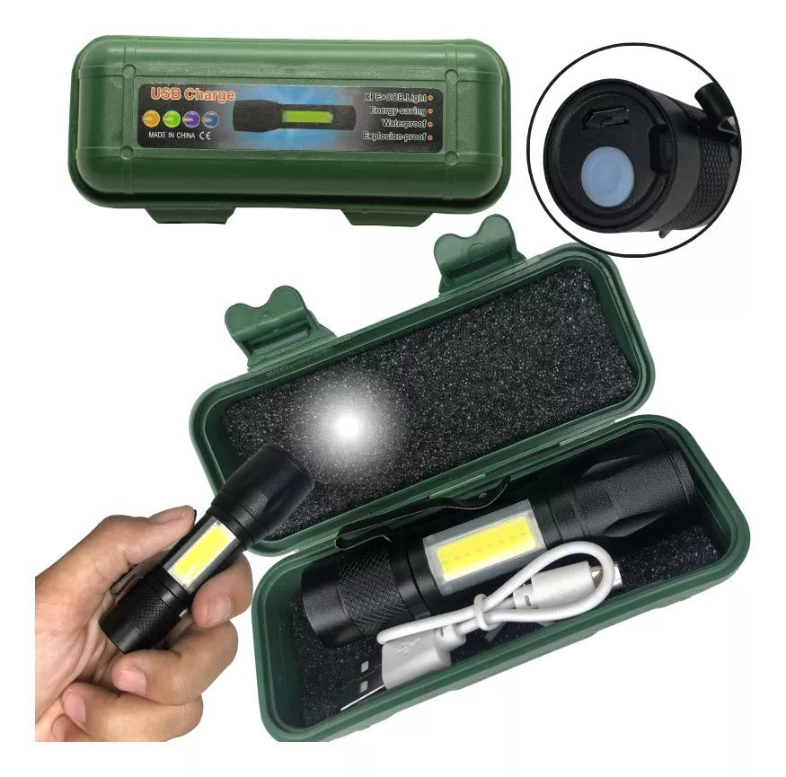 Mini Linterna Tactica Recargable USB