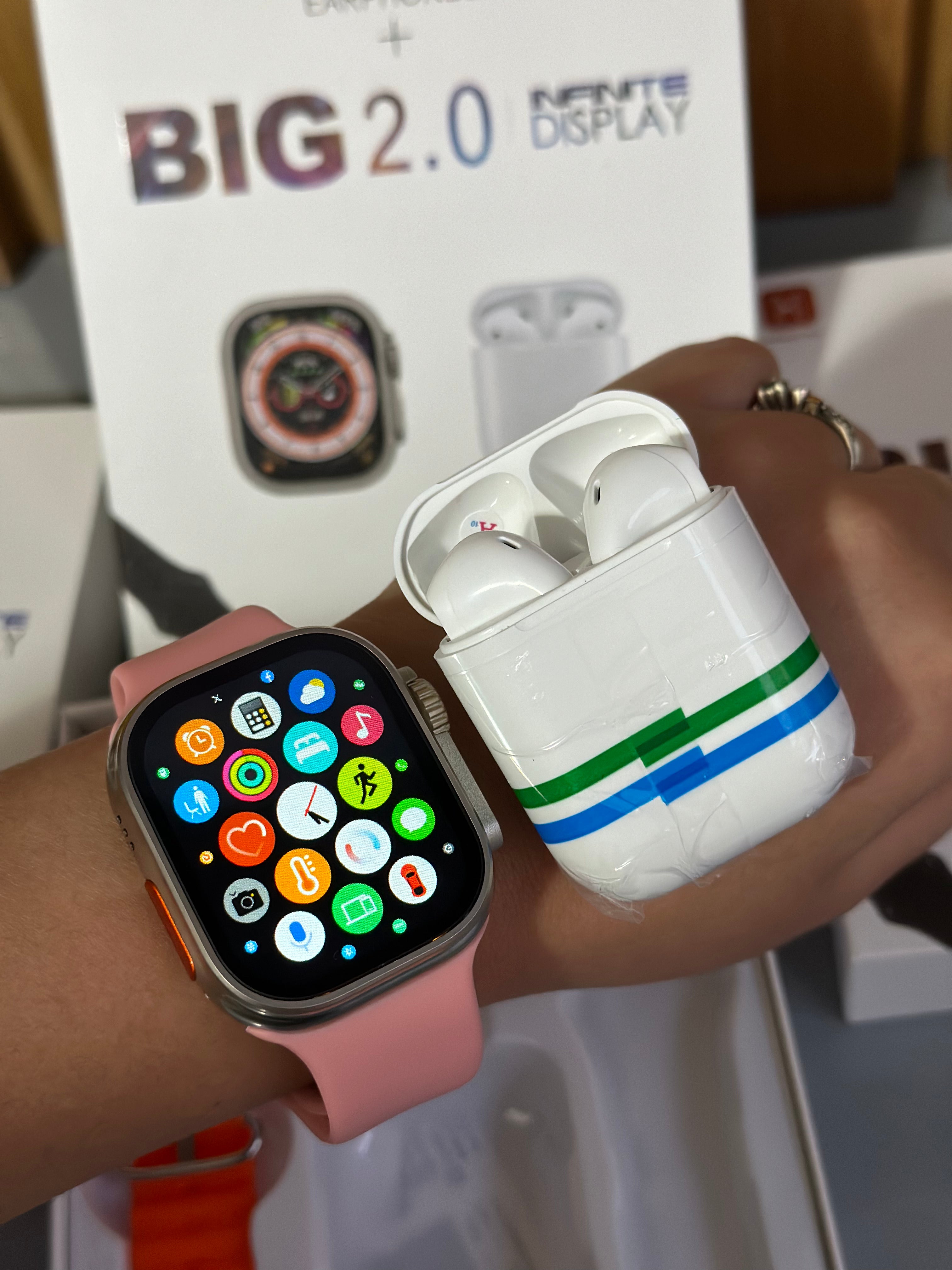 Kit SmartWatch I8 Ultra Big 2.0 + Audi femenino y masculino