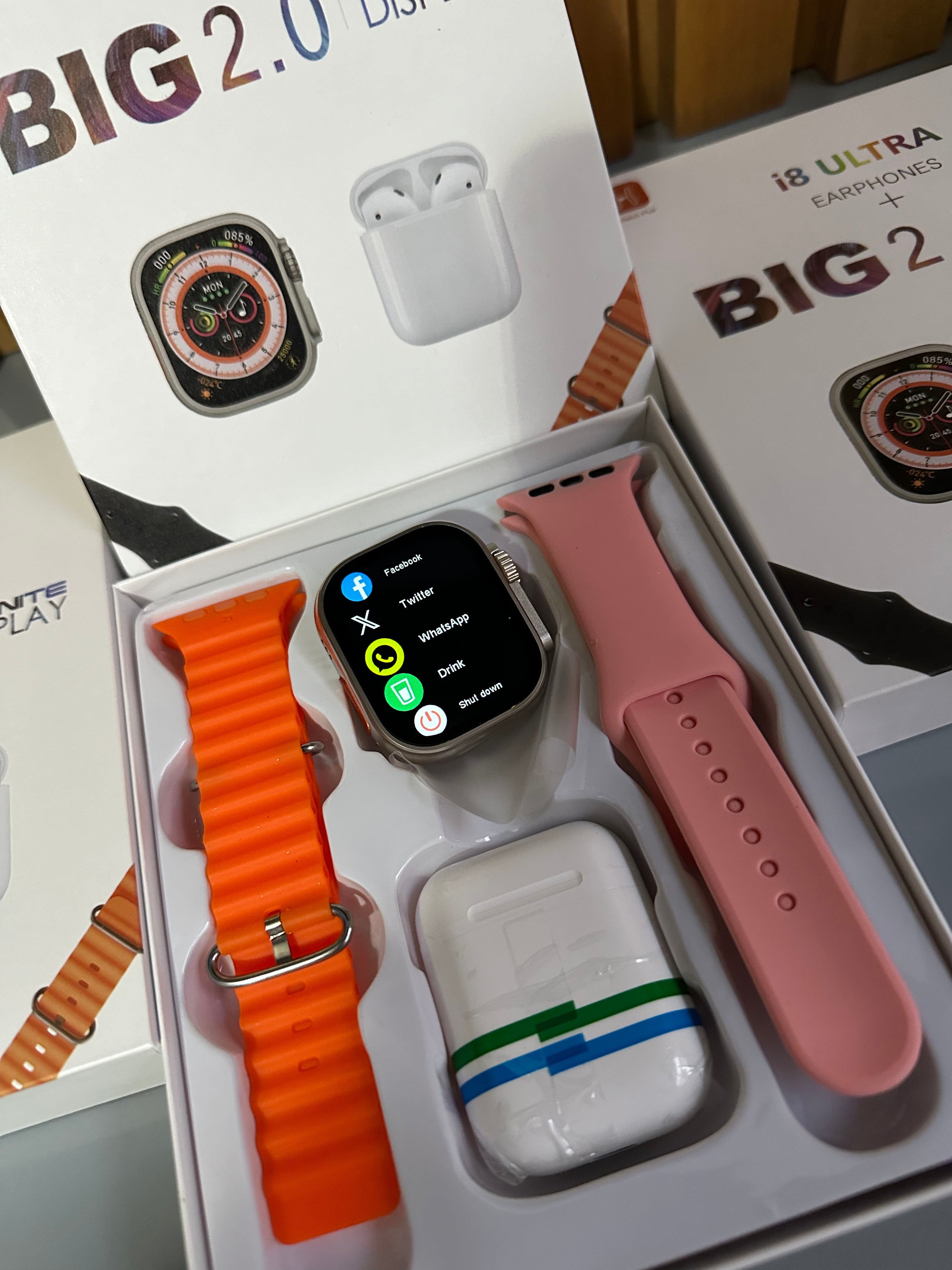 Kit SmartWatch I8 Ultra Big 2.0 + Audi femenino y masculino