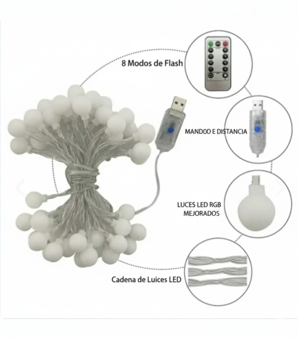 Tira Luces LED Navidad Decorativas 6M 40